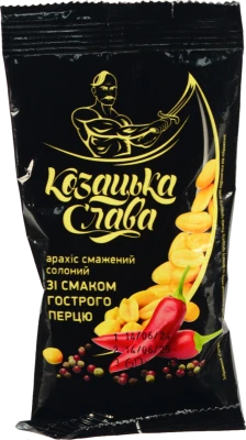 Арахіс смажений солоний зі смаком гострого перцю Козацька слава м/у 60г