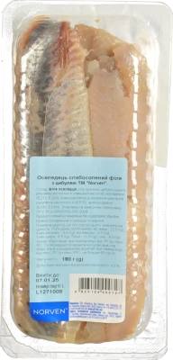 Оселедець філе з цибулею без олії Norven сл/с лоток 180г