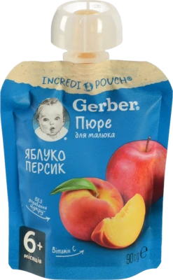 Пюре для дітей від 6міс Яблуко і персик Gerber д/п 90г