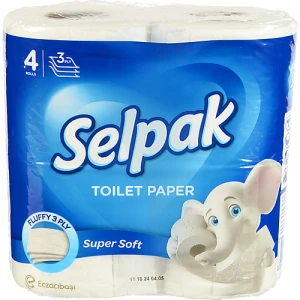 Папір туалетний 3-х шаровий Super Soft Selpak 4шт