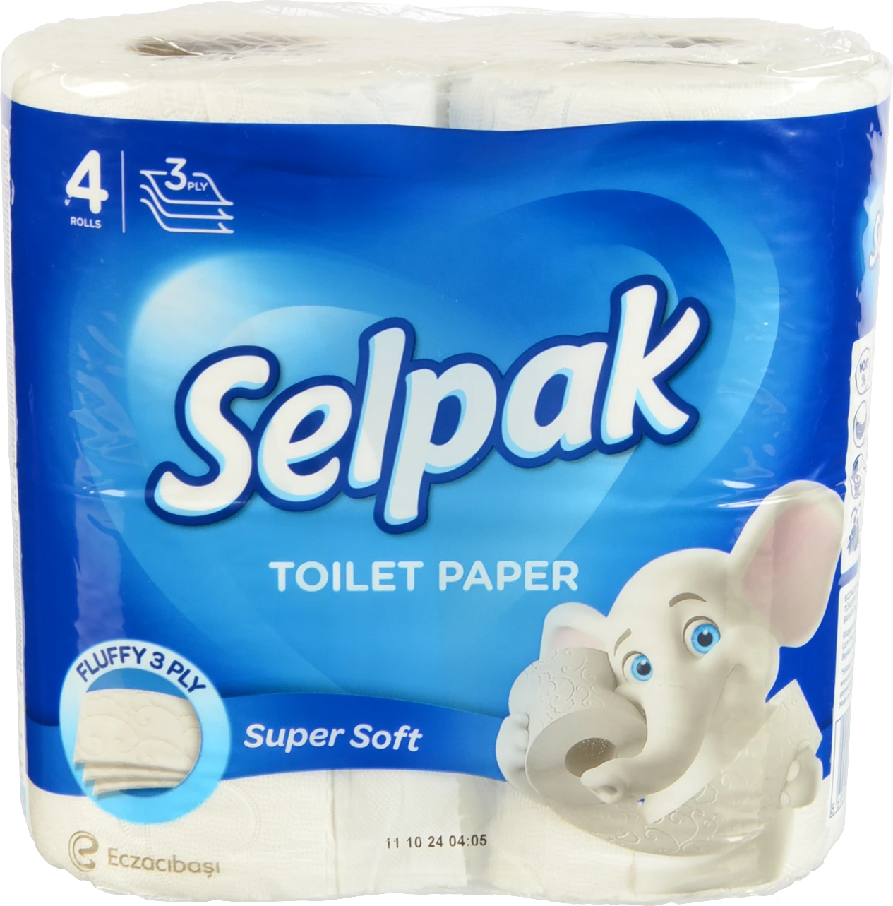 Папір туалетний 3-х шаровий Super Soft Selpak 4шт