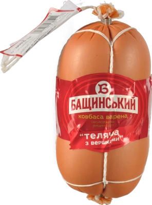 Ковбаса варена Теляча з вершками Бащинський 0.5кг