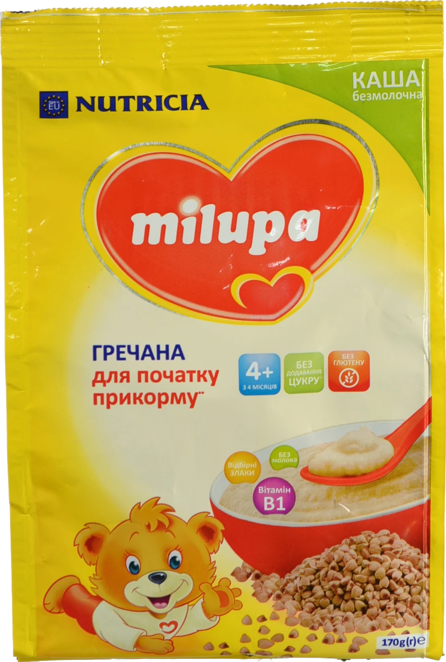 Каша безмолочна для дітей від 4міс суха гречана Milupa м/у 170г