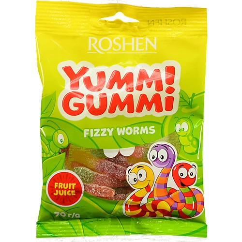 Желейні цукерки Рошен Fizzy Worms Yummi Gummi 70г