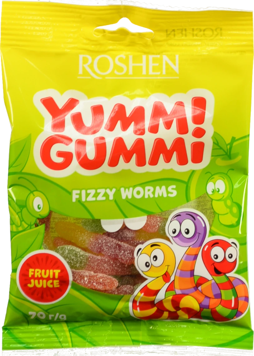 Желейні цукерки Рошен Fizzy Worms Yummi Gummi 70г