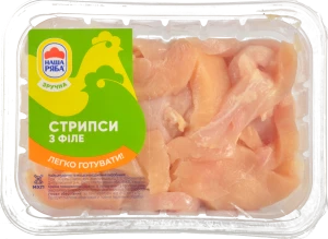 Курячі сріпси з філе курчати-бройлера «Наша Ряба» 500г охолоджені вакуумна упаковка