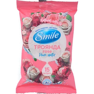 Серветки вологі з натуральними екстрактами Бурбонська троянда Smile 15шт