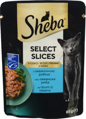 Корм вологий для дорослих котів Sheba Select Slices з океанічною рибою в соусі 85г