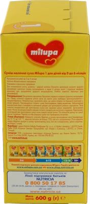 Суміш молочна суха для дітей від 0 до 6міс 1 Milupa к/у 600г