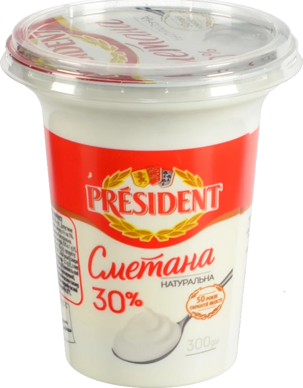 Сметана 30% President cт 300г