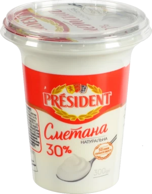 Сметана 30% President cт 300г