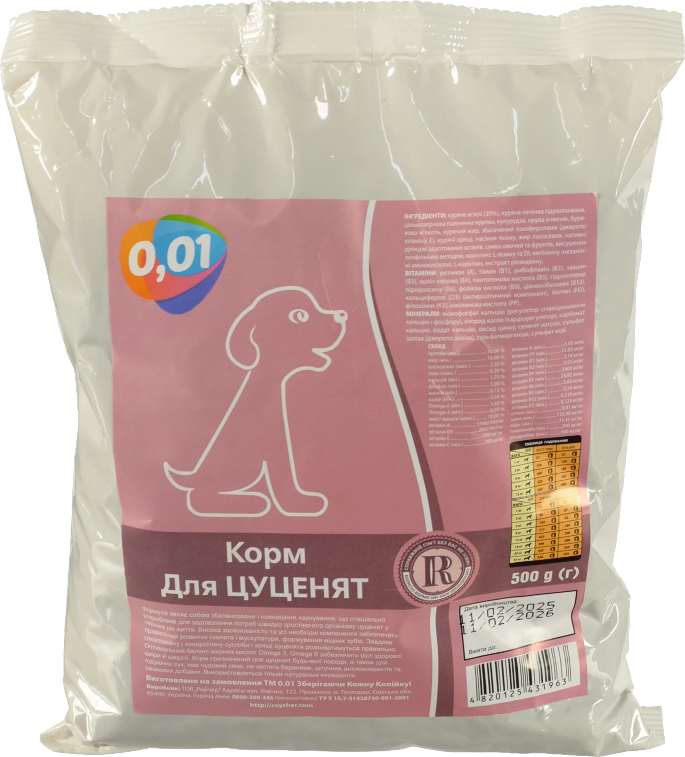 Сухий корм для цуценят 500г