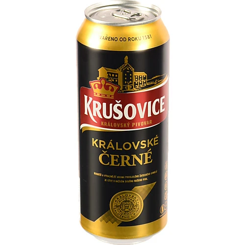 Пиво 500мл 3.8% темне фільтроване пастеризоване Kralovske Cerne Krusovice з/б