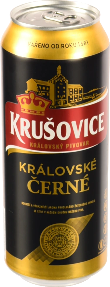Пиво 500мл 3.8% темне фільтроване пастеризоване Kralovske Cerne Krusovice з/б