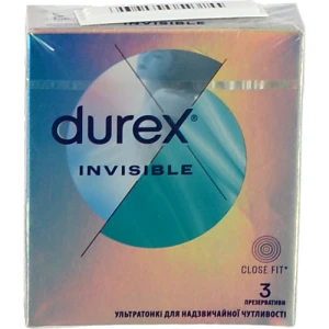 Презервативи латексні з силіконовою змазкою Invisible Durex 3шт