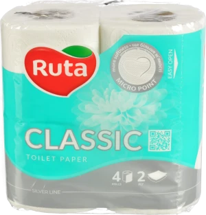 Папір туалетний 2-х шаровий Classic Ruta 4шт