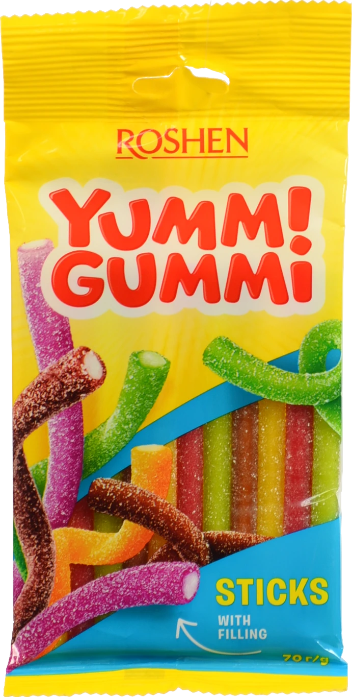 Цукерки желейні Roshen Yummi Gummi Sour Sticks - 70г
