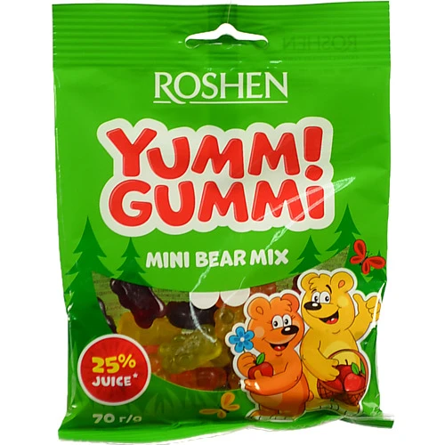 Цукерки желейні Mini Bear Mix Yummi Gummi Roshen 70г