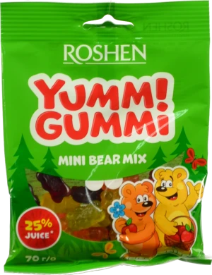 Цукерки желейні Mini Bear Mix Yummi Gummi Roshen 70г