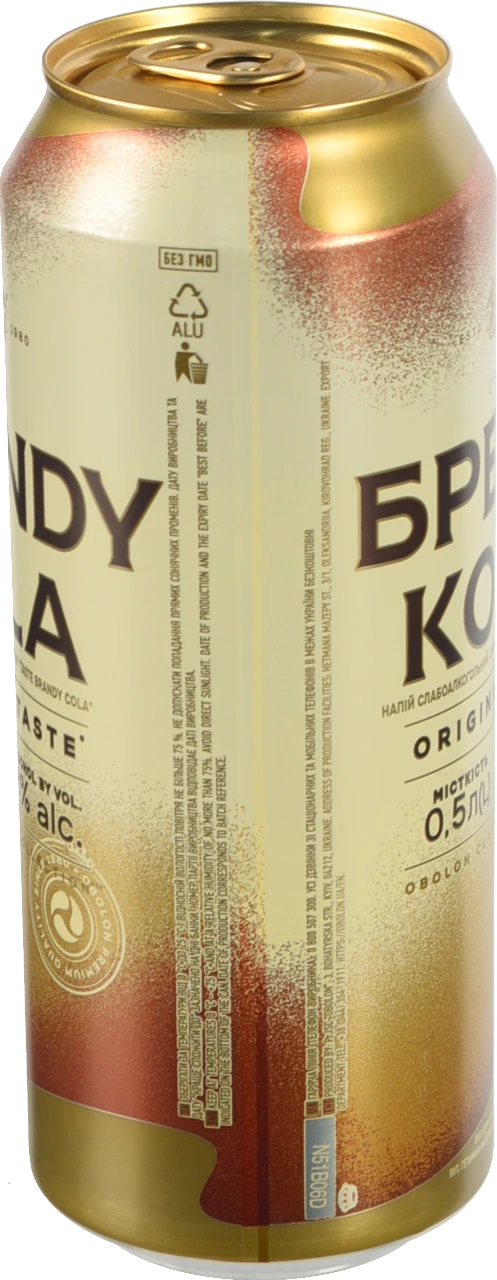 Напій слабоалкогольний 0.5л 8% сильногазований Бренді Кола Оболонь з/б