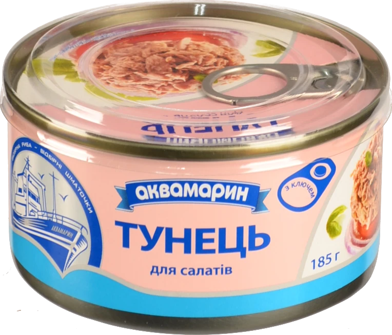 Тунець для салатів у власному соку Аквамарин з/б 185г