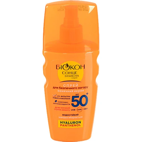 Спрей для безпечної засмаги з пантенолом SPF 50 Біокон 160мл