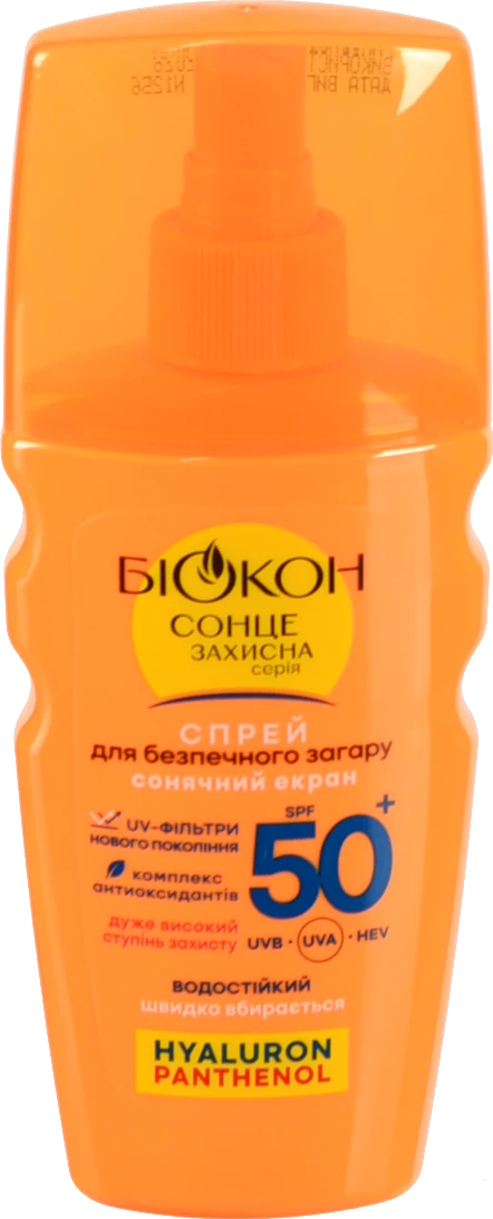 Спрей для безпечної засмаги з пантенолом SPF 50 Біокон 160мл
