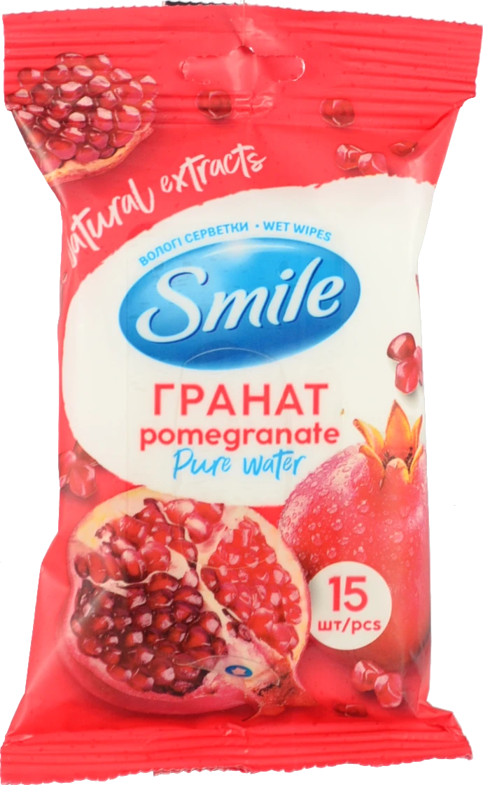Серветки вологі Гранат Natural extracts Smile 15шт