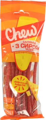 Ковбаски Chew 70г сирокопчені салямки з сиром чедер