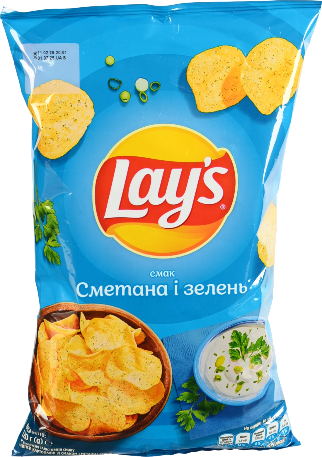 Чипси Lay's Сметана та Зелень 120г