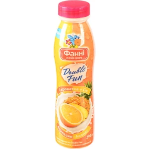 Напій з сироватки нежирний Апельсин-Ананас Double Fun Фанні 290г