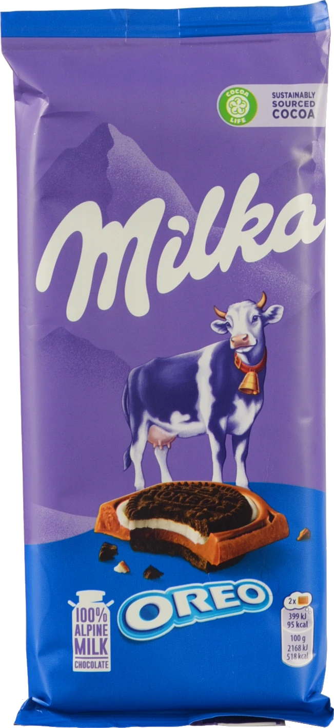 Шоколад молочний з печивом з начинкою зі смаком ванілі Oreo Milka м/у 92г