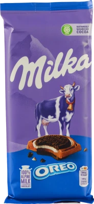 Шоколад молочний з печивом з начинкою зі смаком ванілі Oreo Milka м/у 92г