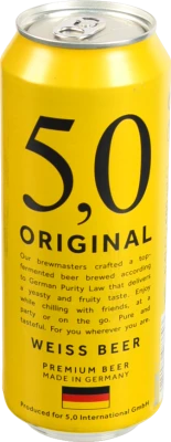 Пиво 5.0 0.5л 5 original weiss світле нефiльтроване з.б