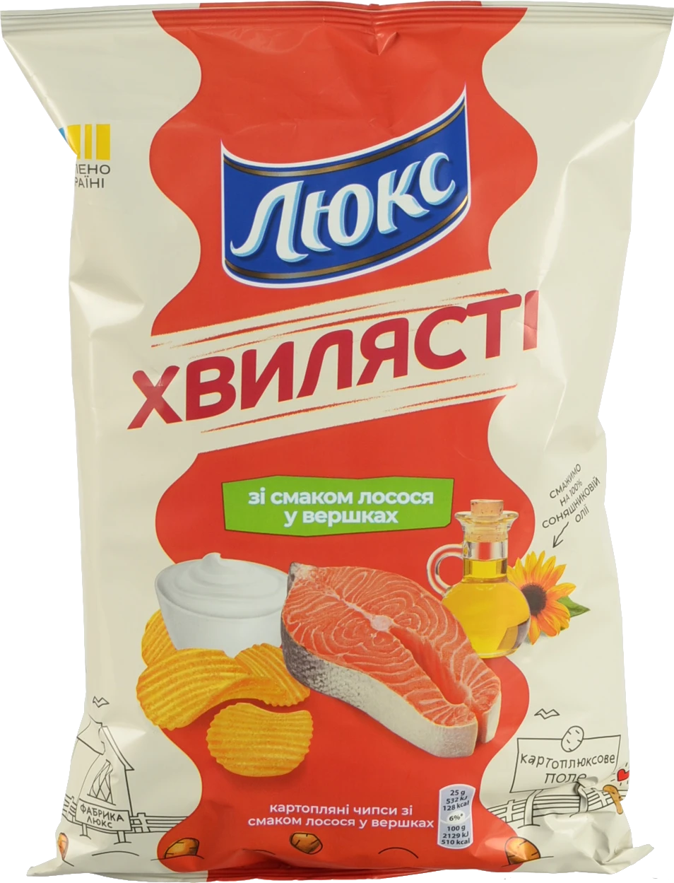 Чіпси Люкс 125г рифлені лосось у вершках