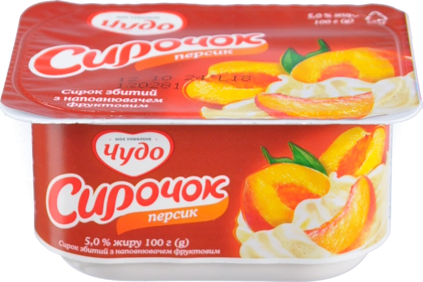 Сирок 5% збитий Персик Чудо ст 100г