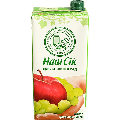 Нектар Яблуко-Виноград Наш Сік 1.93л
