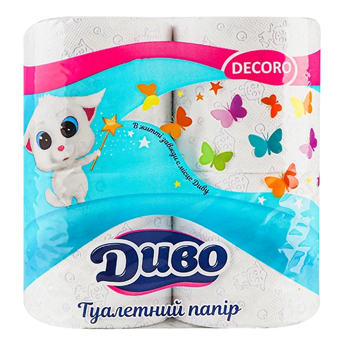 Папір туалетний Диво Premio 4рул 2х шар decoro фіолетовий