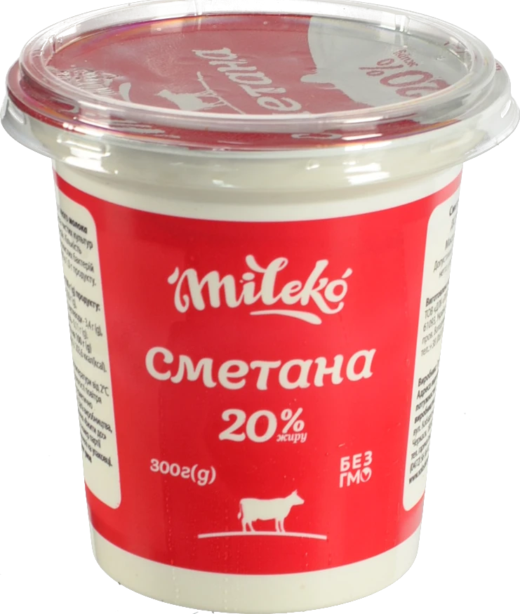 Сметана Mileko 300г 20% стакан