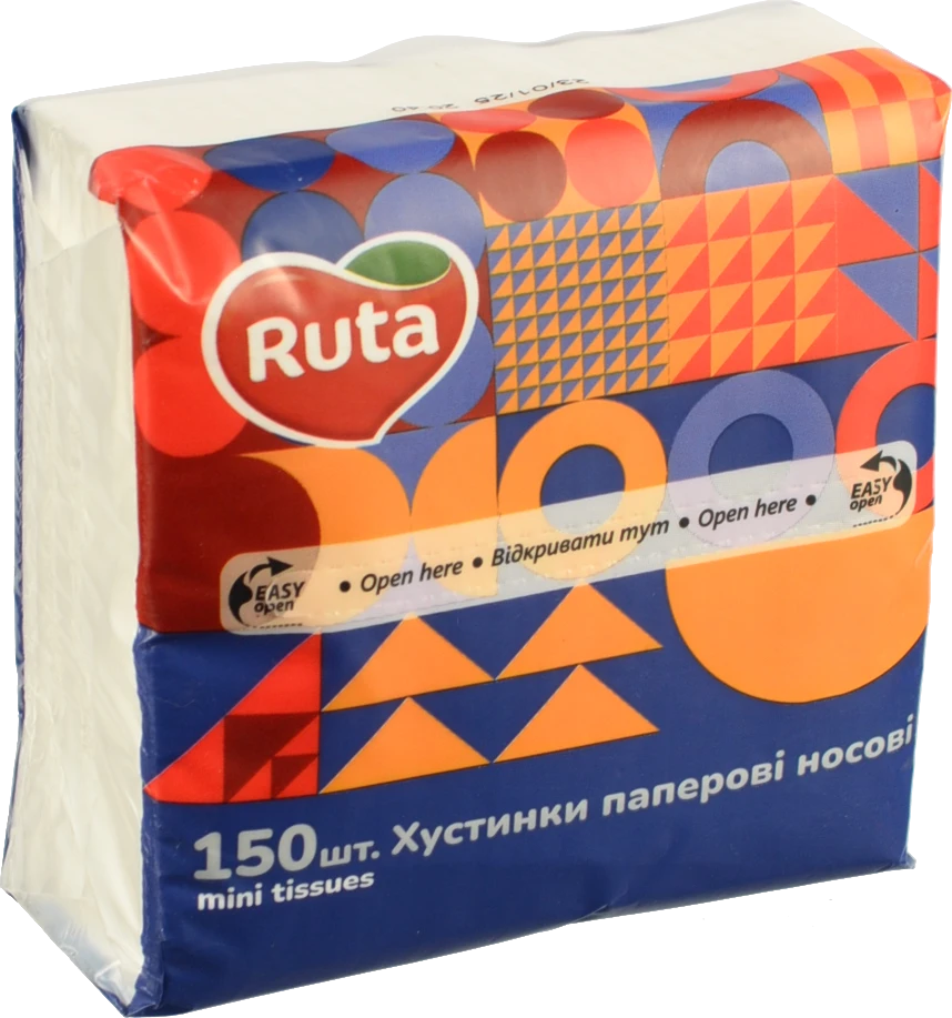 Хусточки паперові 2-х шарові 10.5х20см Ruta 150шт