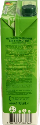 Сік мультивітамінний з м'якоттю Наш сік т/п 1.93л
