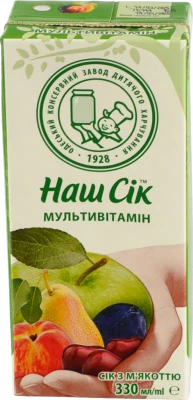 Сік мультивітамінний з м'якоттю Наш сік 0.33л